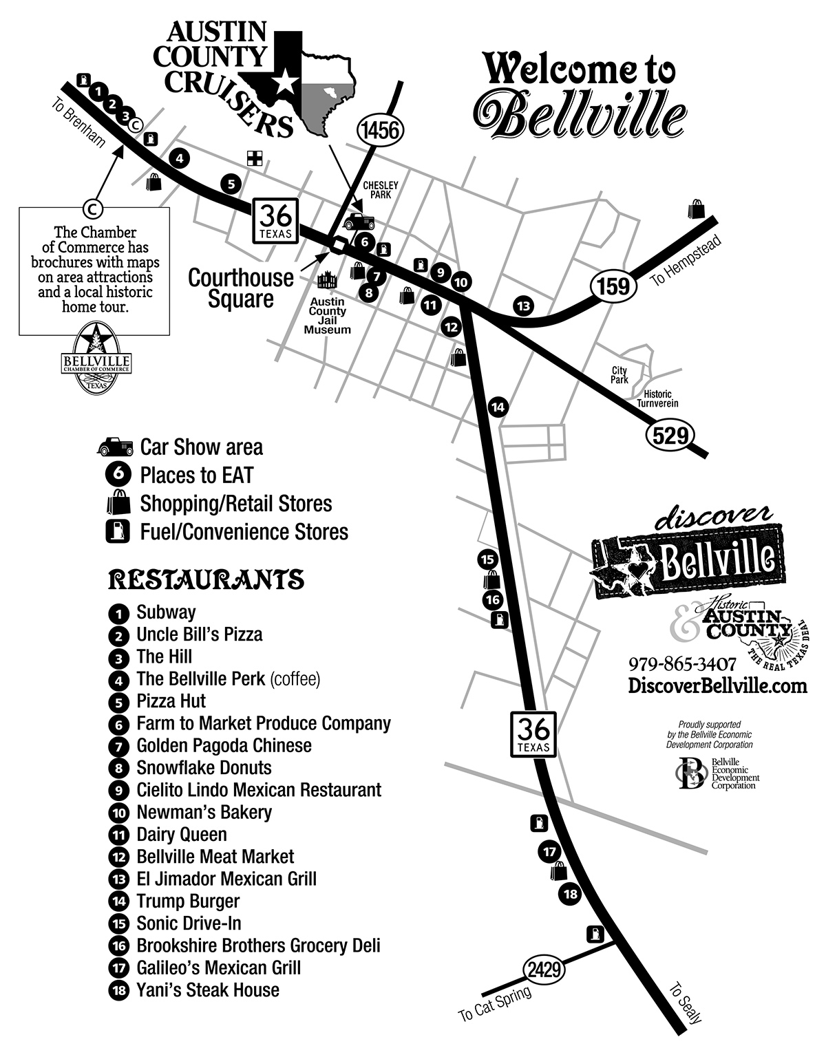 Austin County Cruisers - Bellville Map