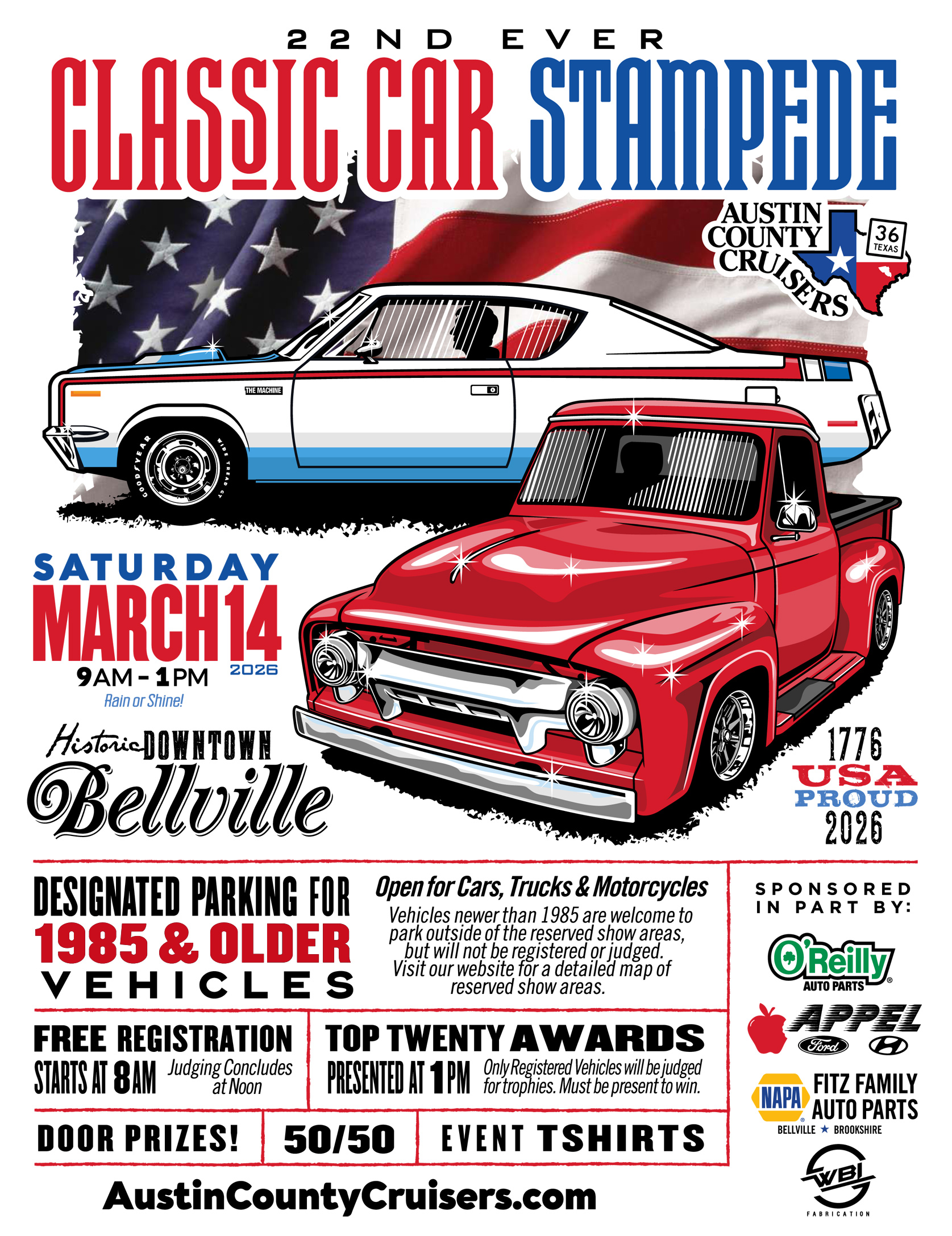 Austn County Cruisers Classic Car Stampede 2026 Flyer