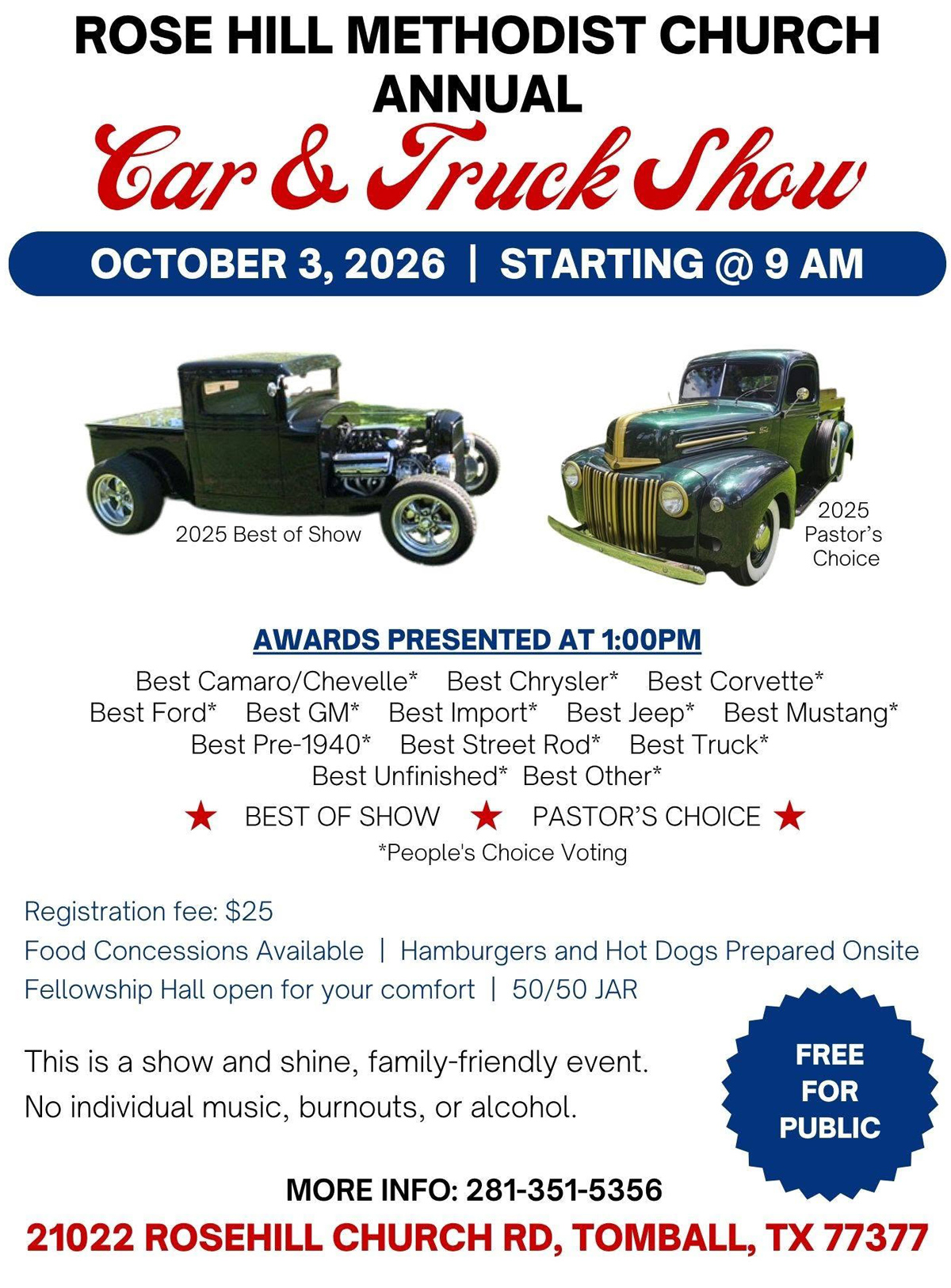 Rose Hill Car Show Tomball